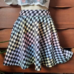 Rainbow Check Skater Skirt